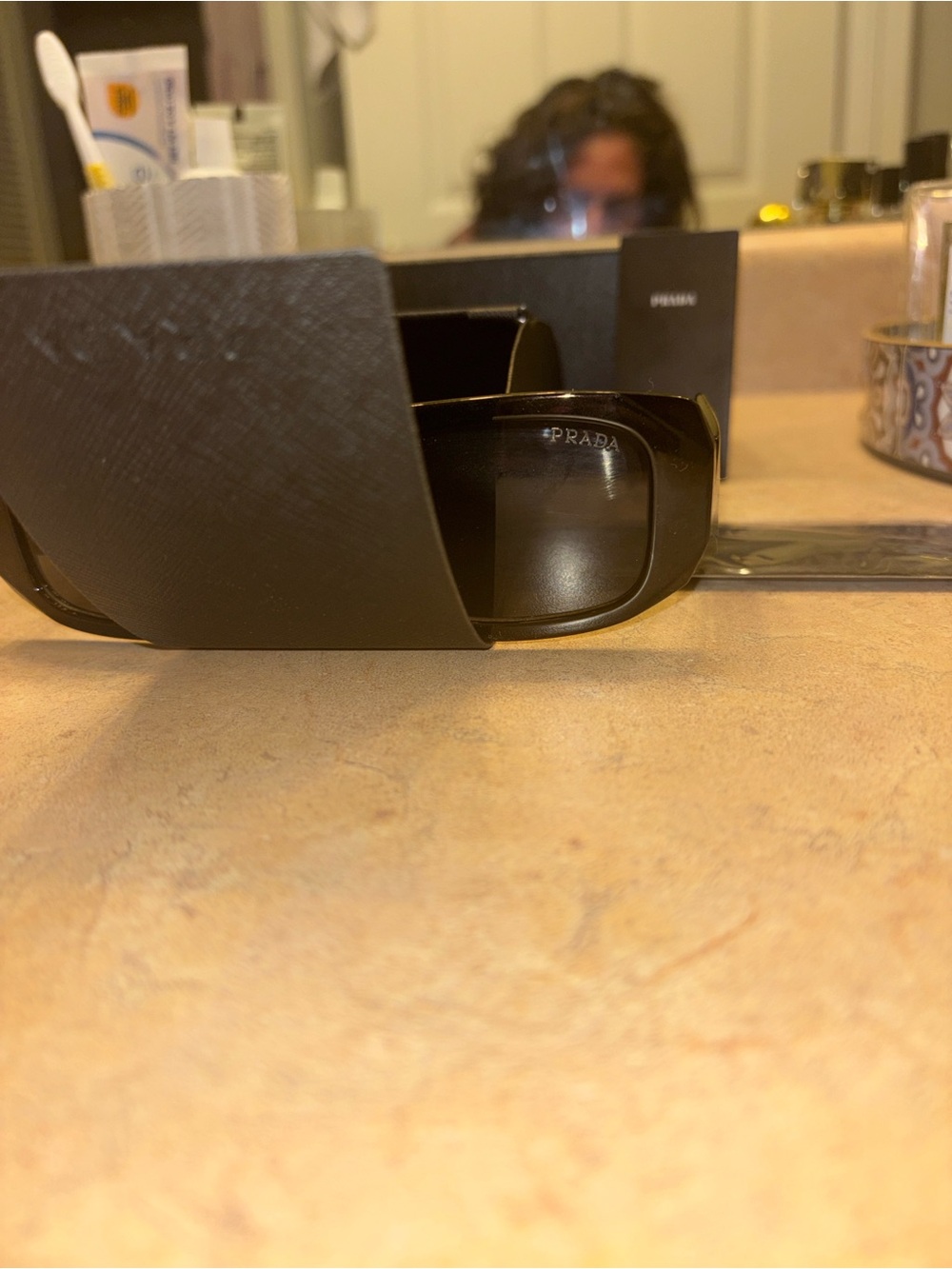 Prada Black Rectangle Sunglasses - Picture 16 of 16